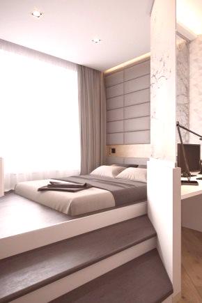 Bed-подиум (78 снимки): подвижно и вградено легло в подиума в интериора на малка спалня, прегледи на подиумните модели в нишата