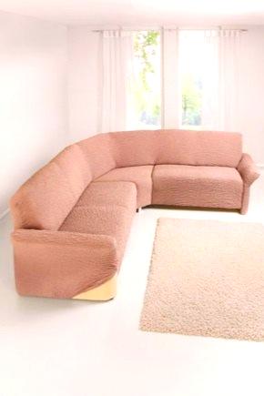 Cover na kutu kauč (77 slika): eurochehol i univerzalni na elastičnoj, vlačne i za kauč s policom, radimo svoje ruke