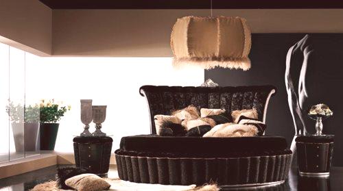 Dizajn crne spavaće sobe (60 fotografija): interijer u crnim tonovima sa zlatom i parketna daska, kombinacija s smeđim i tirkiznim