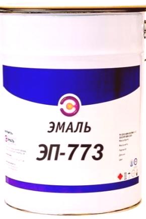 Емайл ЕП-773 (25 изображения): технически спецификации съгласно ГОСТ 23143-83, консумация и приложение на еднокомпонентна боя, цвят