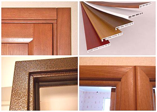 Plošče na vratih: dekorativne lesene, PVC in druge vrste, fotografije v notranjosti
