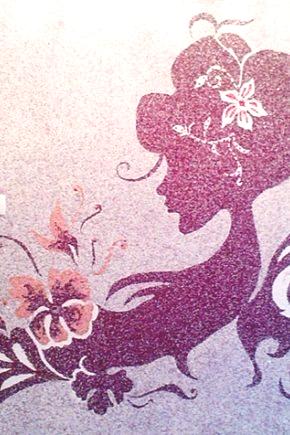 Слике течних тапета (47 фотографија): шаблоне за цртање дрвећа и цвећа на зиду, како направити лепе скице, примере у ентеријеру