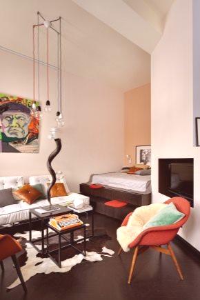 Апартамент-студио с дизайн 50 кв.м. м (46 снимки): планирането на кухнята и хола в апартамента 37, 45-46 и 60 квадратни метра. m, интериорни опции