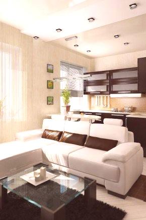 Апартамент-студио с дизайн 40 кв.м. м. (69 снимки): интериор и планиране кухня-всекидневна, проекти
