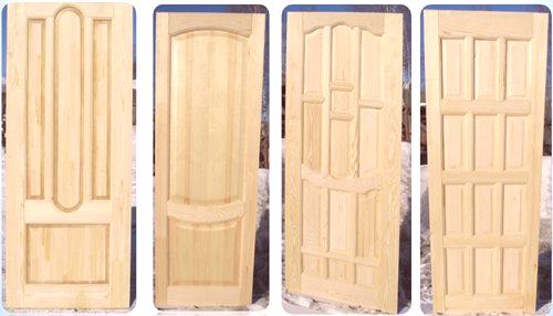 Врати, изработени от бор: интериор и вход, дървени неокрасени от масив