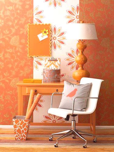 Izvorni narančasti wallpaper: polet u interijeru