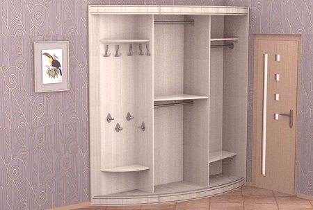 Модерен гардероб в коридора: вътре в снимката и 40 см дълбочина