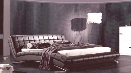 Черно легло (35 снимки): интериорен дизайн на спалнята с кожено и черно гланцово легло
