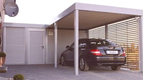 Гараж с балдахин (47 снимки): проектиране и планиране на гаражни съоръжения от битовия блок, навеси за автомобил между къщата и гаража, варианти на газобетон и профилен лист