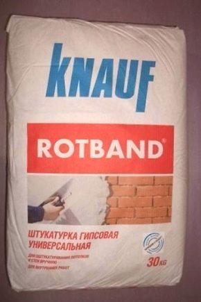 Мазилка Rotband - Инструкции за употреба: консумация на стена 1 m2, Knauf гипсова смес