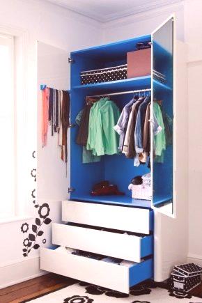 Детски гардероб (56 снимки): облечени секционни бели мебели с чекмеджета, идеи за интериорен пълнеж и дизайн за стаята